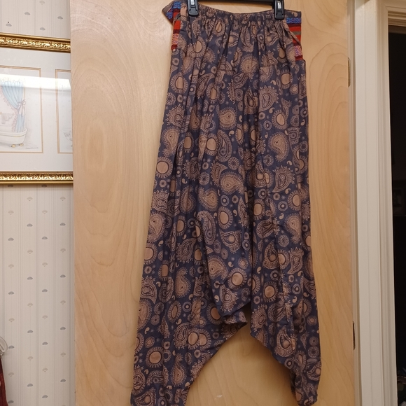 Mauve Paisley boho pocket Harem festival pants S XL - Picture 8 of 8